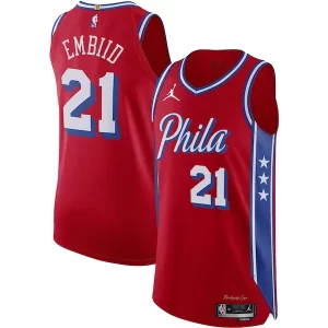 Joel Embiid Philadelphia 76ers Jordan Brand Authentic Player Tendance Jersey Statement Edition Red