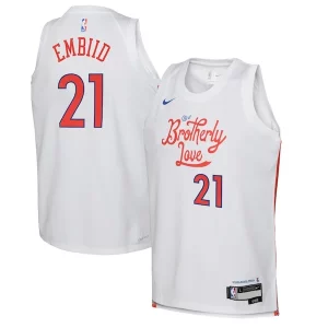Joel Vibrant Embiid Philadelphia 76ers Nike Youth 2022/23 Swingman Jersey City Edition White