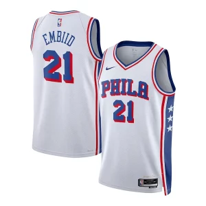Joel Embiid Philadelphia Personalisable 76ers Nike Youth Swingman Jersey Association Edition White