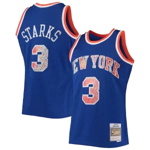 John Starks New York Knicks 1991/92 Hardwood Classics NBA 75th Classique Anniversary Diamond Swingman Jersey Blue