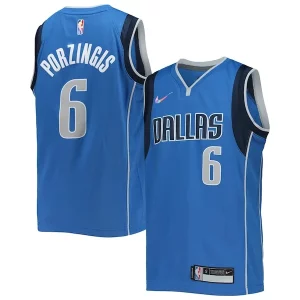 Kristaps Porzingis Dallas Mavericks Nike Youth 2021/22 Diamond Swingman Jersey Icon Edition Blue Exclusif