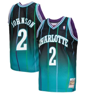 Larry Johnson Charlotte Hornets 1992/93 Hardwood Classics Fadeaway Swingman Player Jersey Magnifique Teal/Black