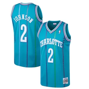 Larry Johnson Charlotte Hornets 1992/93 Hardwood Classics Swingman Exquisite Jersey Teal