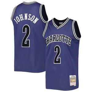 Larry Johnson Charlotte Hornets 1994/95 Hardwood Exquisite Classics Off Court Swingman Jersey Purple