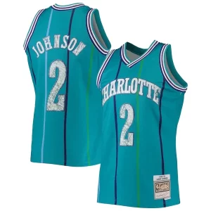 Larry Johnson Charlotte Hornets 1996/97 Hardwood Classics NBA 75th Moderne Anniversary Diamond Swingman Jersey Teal