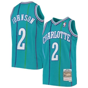 Larry Johnson Exquisite Charlotte Hornets Youth 1992/93 Hardwood Classics Swingman Jersey Teal