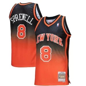 Latrell Sprewell New York Knicks 1998/99 Hardwood Classics Fadeaway Swingman Player Jersey Orange/Black Vibrant