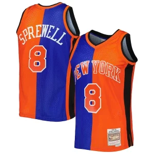 Latrell Sprewell New York Knicks Hardwood Classics 1998/99 Magnifique Split Swingman Jersey Blue/Orange