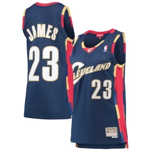 LeBron James Prime Cleveland Cavaliers Women's Hardwood Classics Swingman Jersey Navy