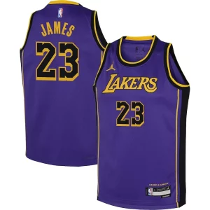 LeBron James Los Angeles Lakers Jordan Brand Youth Performance Swingman Jersey Statement Purple Prime