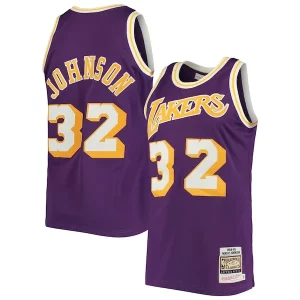 Magic Charming Johnson Los Angeles Lakers 1984/85 Hardwood Classics Authentic Jersey Purple/Gold