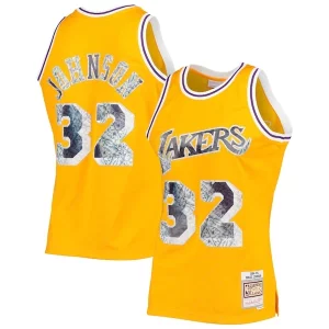 Magic Johnson Prime Los Angeles Lakers 1984/85 Hardwood Classics NBA 75th Anniversary Diamond Swingman Jersey Gold