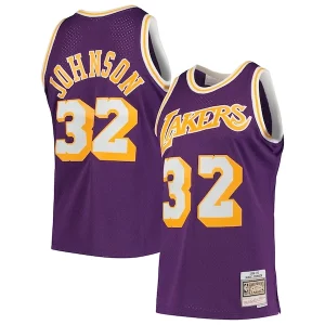Magic Johnson Los Angeles Lakers 1984/85 Hardwood Classics Swingman Haut de gamme Jersey Purple/Gold