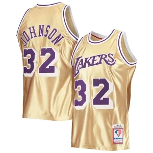 Magic Johnson Los Angeles Lakers 75th Anniversary 1984/85 Hardwood Classics Swingman Jersey Premium Gold