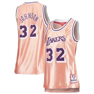 Magic Johnson Los Angeles Lakers Women's 75th Anniversary Rose Gold 1984 Notable Swingman Jersey Pink