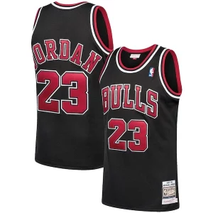 Michael Jordan Chicago Bulls 1997/98 Hardwood Authentique Classics Authentic Jersey Black/Scarlet/White