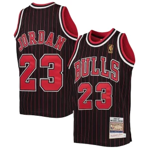 Michael Jordan Chicago Bulls Youth 1996 97 Hardwood Bold Classics Authentic Jersey Black/Red/Red/White