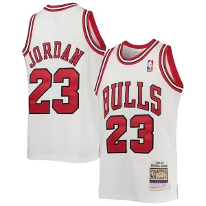 Michael Jordan Confortable Chicago Bulls Youth 1997/98 Hardwood Classics Authentic Jersey White/Black/Red