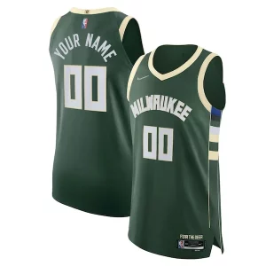 Milwaukee Bucks Nike 2021/22 Diamond Authentic Refiné Custom Jersey Icon Edition Hunter Green