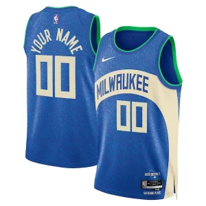 Milwaukee Bucks Nike Unisex 2023/24 Custom Swingman Jersey Royal City Edition Éclatant