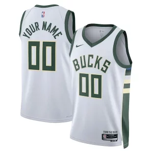 Milwaukee Bucks Nike Éclatant Unisex Swingman Custom Jersey White Association Edition