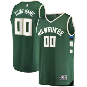 Milwaukee Bucks Youth Fast Break Custom Replica Jersey Hunter Admirable Green Icon Edition