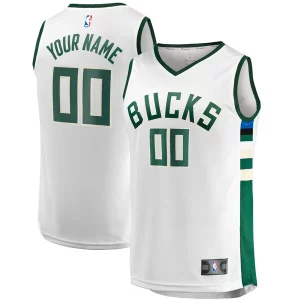 Milwaukee Bucks Youth Fast Exclusif Break Replica Custom Jersey Association Edition White