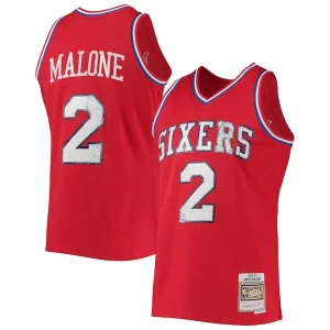 Moses Malone Philadelphia 76ers 1982/83 Hardwood Classics NBA 75th Anniversary Moderne Diamond Swingman Jersey Red