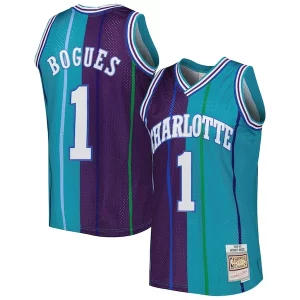 Muggsy Bogues Charlotte Hornets Hardwood Classique Classics 1992/93 Split Swingman Jersey Teal/Purple