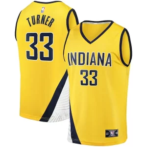 Myles Turner Indiana Pacers Fast Charming Break Replica Jersey Statement Edition Gold