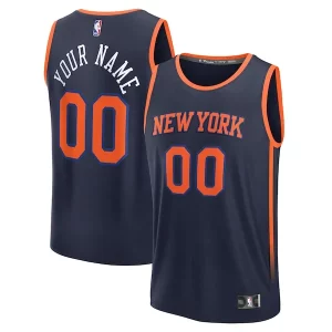 New York Knicks Custom Fast Break Notable Jersey Navy Statement Edition