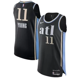 Nike Trae Young Atlanta Exquisite Hawks Authentic Jersey City Edition Black