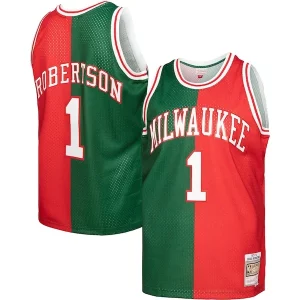Oscar Robertson Milwaukee Bucks Hardwood Classics 1971/72 Split Swingman Collectible Jersey Green/Red