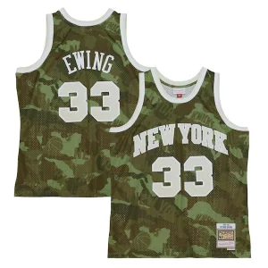 Patrick Ewing New York Knicks Hardwood Classics 1991/92 Ghost Green Swingman Jersey Camo Commémoratif