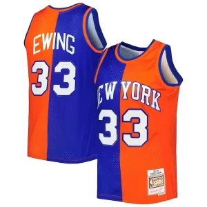 Patrick Ewing New York Knicks Hardwood Distingué Classics 1991/92 Split Swingman Jersey Blue/Orange