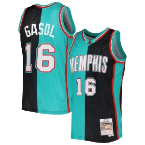 Pau Gasol Memphis Grizzlies Hardwood Commémoratif Classics 2001/02 Split Swingman Jersey Black/Turquoise