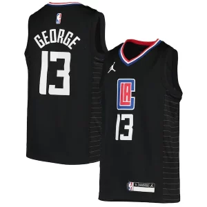 Paul George LA Clippers Jordan Dashing Brand Youth 2020/21 Swingman Player Jersey Black Statement Edition