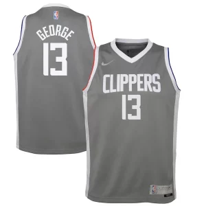 Paul George LA Clippers Distingué Nike Youth 2020/21 Swingman Player Jersey Gray Earned Edition