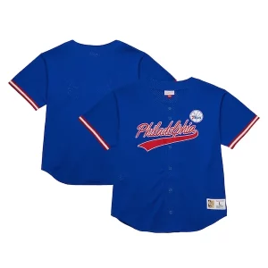 Philadelphia 76ers Hardwood Classics On The Exquisite Clock Mesh Fashion Baseball Jersey Royal