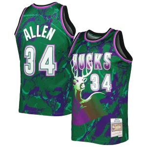 Ray Allen Milwaukee Bucks 1996/97 Hardwood Refiné Classics Marble Swingman Jersey Green
