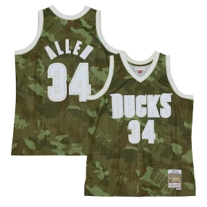 Ray Allen Milwaukee Bucks Hardwood Classics Gracieux 2000/01 Ghost Green Swingman Jersey Camo