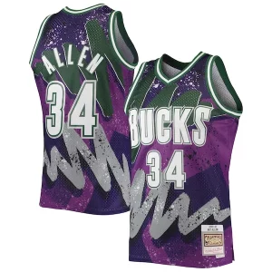 Ray Allen Milwaukee Bucks Hardwood Classics 2000/01 Hyper Hoops Stylish Swingman Jersey Purple