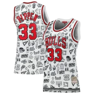 Scottie Pippen Chicago Bulls Women's 1997 Luxueux Doodle Swingman Jersey White