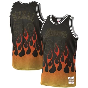 Shaquille O'Neal Los Angeles Lakers 1996 97 Hardwood Classics Éclatant Flames Swingman Jersey Black