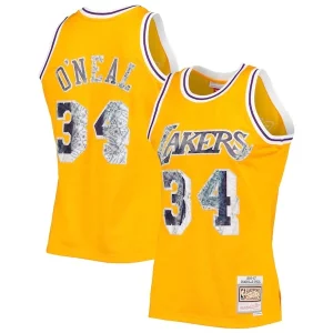 Shaquille O'Neal Los Angeles Lakers 1996 97 Hardwood Classics NBA 75th Anniversary Diamond Notable Swingman Jersey Gold