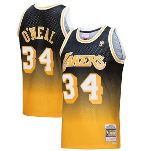 Shaquille O'Neal Los Angeles Personalisable Lakers 1996/97 Hardwood Classics Fadeaway Swingman Player Jersey Gold/Black