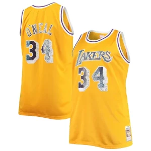 Shaquille O'Neal Exclusif Los Angeles Lakers Big & Tall 1996 97 NBA 75th Anniversary Diamond Swingman Jersey Gold