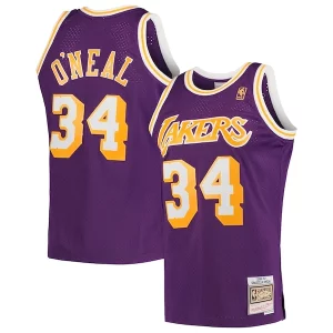 Shaquille O'Neal Los Angeles Prime Lakers Hardwood Classics Swingman Jersey Purple/Royal/Gold