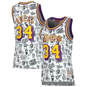 Shaquille O'Neal Los Angeles Lakers Women's 1996 Doodle Swingman Jersey Vibrant White