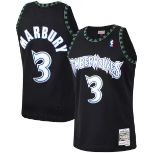 Stephon Marbury Minnesota Authentique Timberwolves 1997/98 Hardwood Classics Swingman Jersey Black